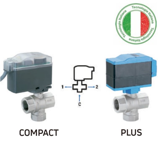 Válvula de Esfera de 3 Vias, Niquelada Completa com Servomotor Elétrico Compact